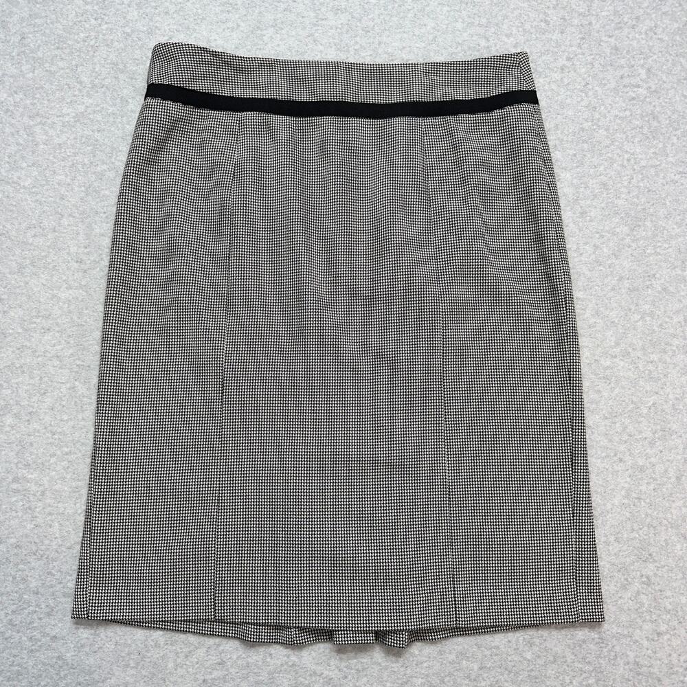Grace Elements Pencil Skirt Womens 14 Black White Houndstooth Pleated Academia